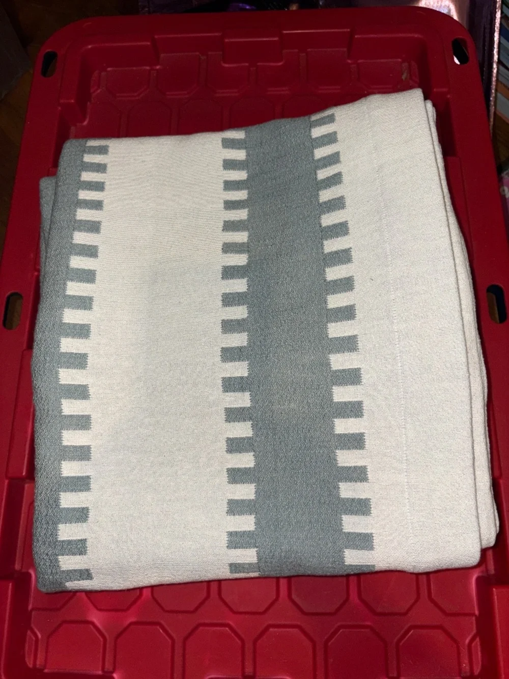 Anthropologie Cotton Jacquard Notched Stripe Curtain Panel Single